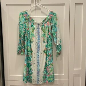 Lily Pulitzer Tropical Print Off-Shoulder Dress